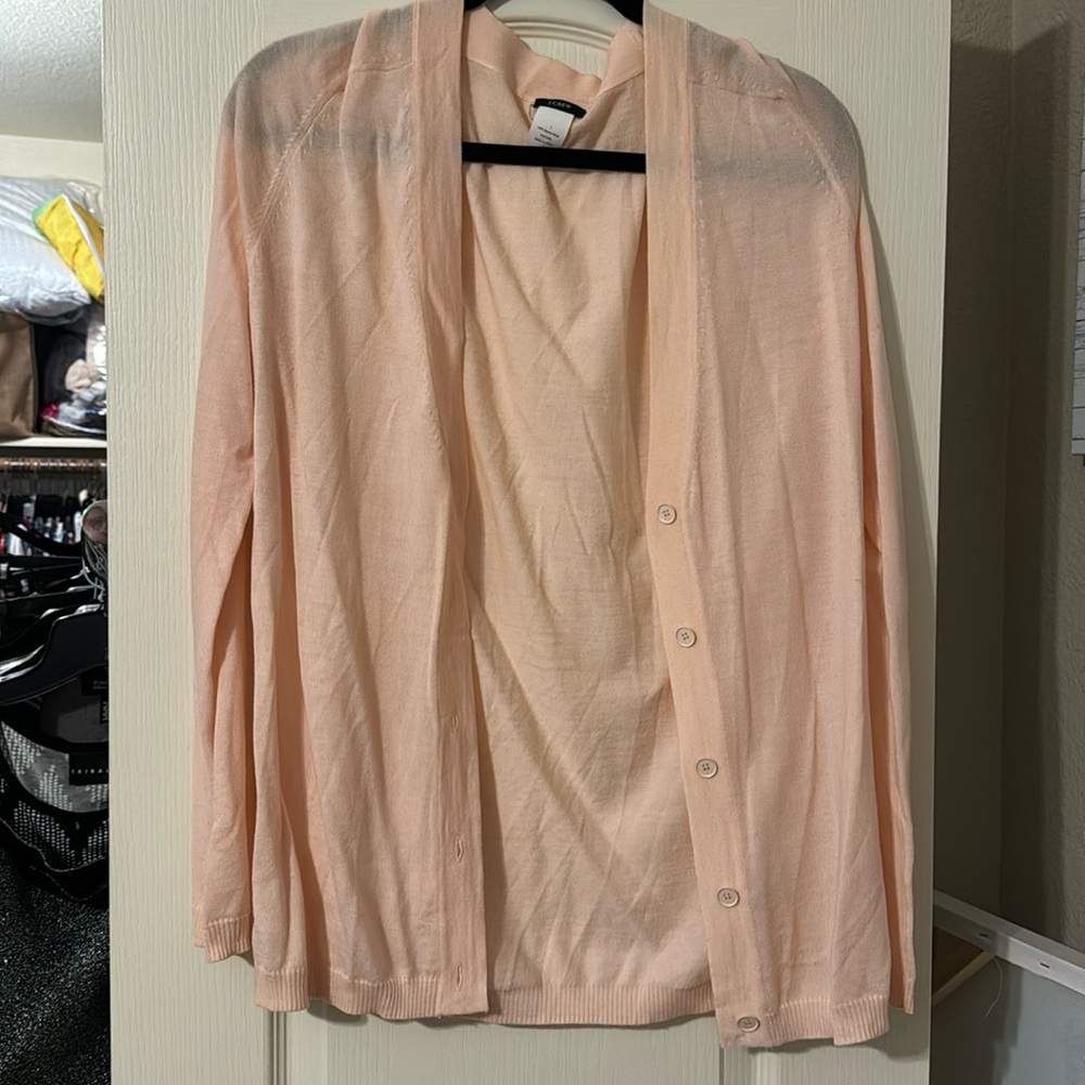 J.Crew, baby pink cardigan, long sleeve